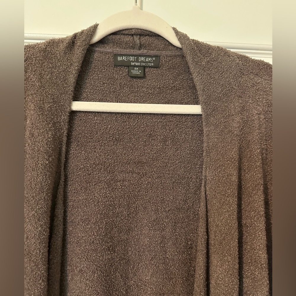 Barefoot Dreams Bamboo Chic Lite Calypso Wrap Cardigan Sweater Cocoa Brown 3XL - Picture 2 of 6